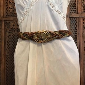 Vintage Belt Braided Fabric Earth-tones Gold